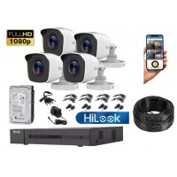 Kit Seguridad Hilook Full Hd Dvr 4 + 4 Camaras Infrarrojas + Disco Rigido + fuente + Cable UTP